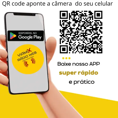 Banner para download do app da Viamix Rádio Web no Google Play