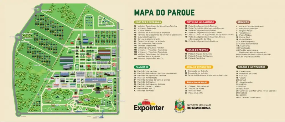 Mapa do Parque Expointer 2025 Parque Assis Brasil em Esteio